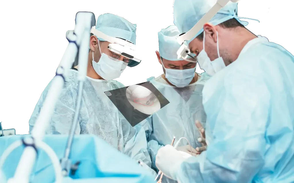 healthcare specialists using AR glasses